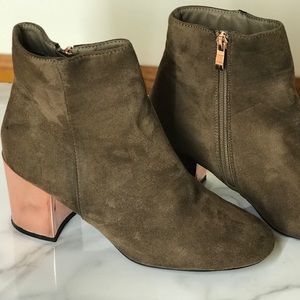 Suede boots with rose gold heel